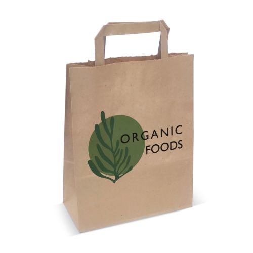 Papirsbærepose med flade hanke - Billede 1